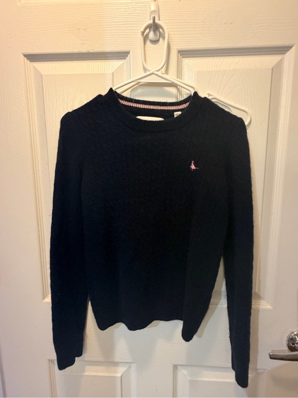 Jack Wills Black Crewneck Sweater with Pink Logo